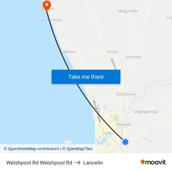 Welshpool Rd Welshpool Rd to Lancelin map