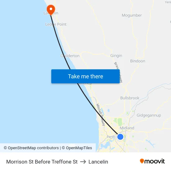 Morrison St Before Treffone St to Lancelin map