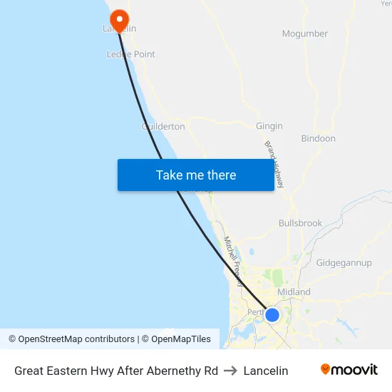 Great Eastern Hwy After Abernethy Rd to Lancelin map