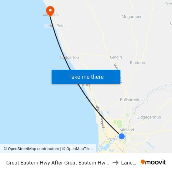 Great Eastern Hwy After Great Eastern Hwy Bypass to Lancelin map