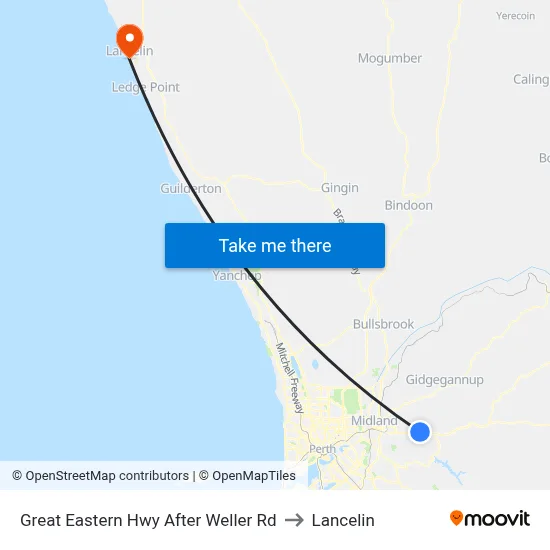 Great Eastern Hwy After Weller Rd to Lancelin map