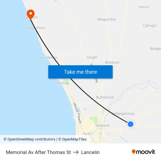 Memorial Av After Thomas St to Lancelin map