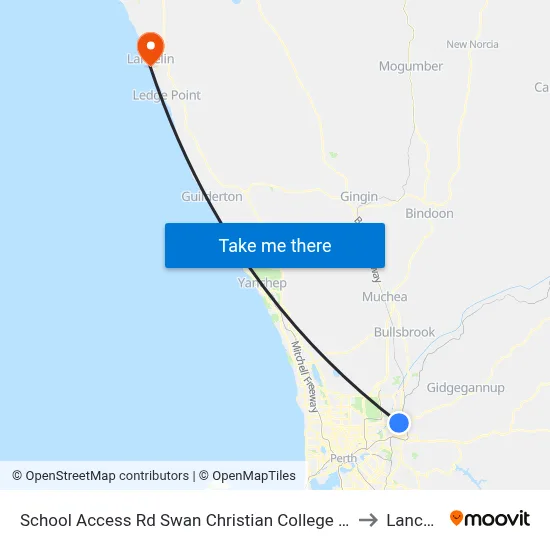 School Access Rd Swan Christian College Stand 2 to Lancelin map