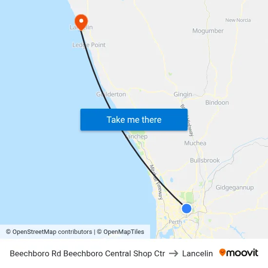 Beechboro Rd Beechboro Central Shop Ctr to Lancelin map