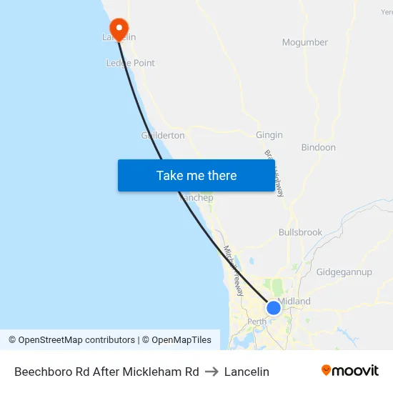 Beechboro Rd After Mickleham Rd to Lancelin map