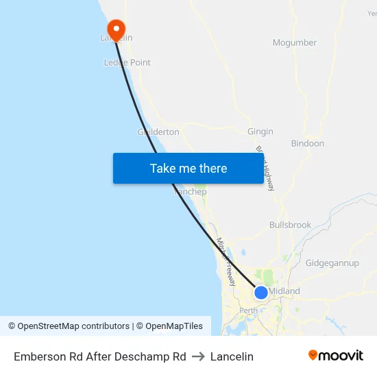 Emberson Rd After Deschamp Rd to Lancelin map