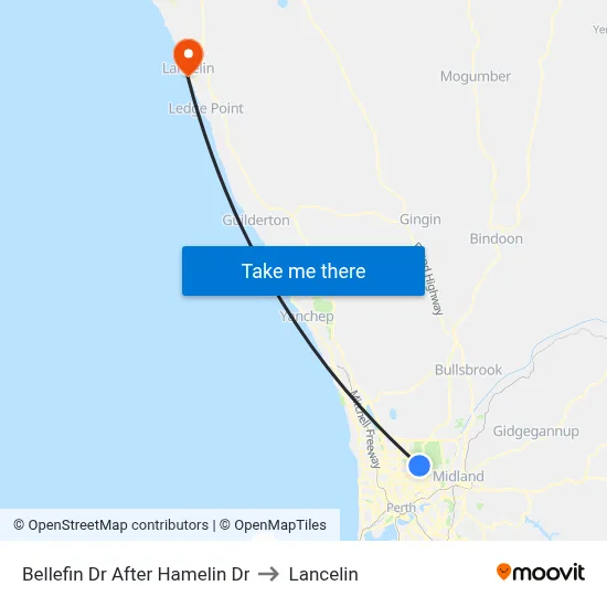Bellefin Dr After Hamelin Dr to Lancelin map