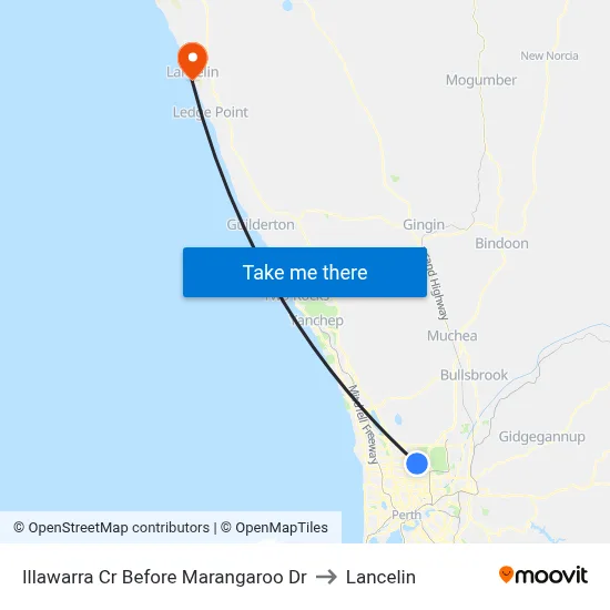 Illawarra Cr Before Marangaroo Dr to Lancelin map
