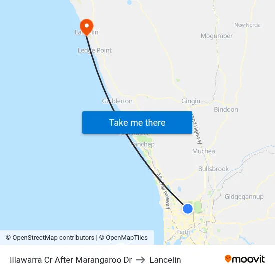 Illawarra Cr After Marangaroo Dr to Lancelin map