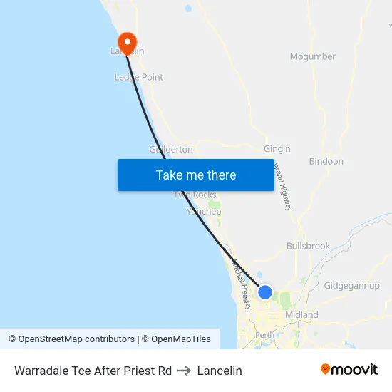 Warradale Tce After Priest Rd to Lancelin map