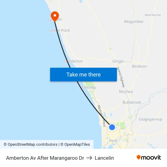 Amberton Av After Marangaroo Dr to Lancelin map