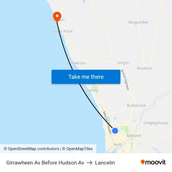 Girrawheen Av Before Hudson Av to Lancelin map