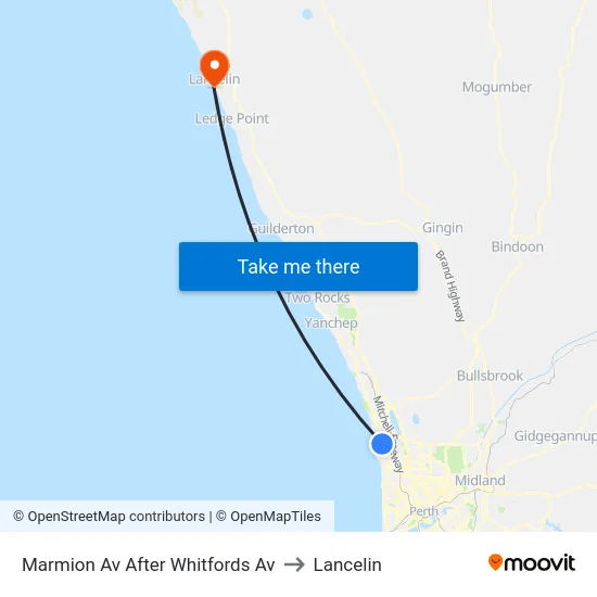 Marmion Av After Whitfords Av to Lancelin map