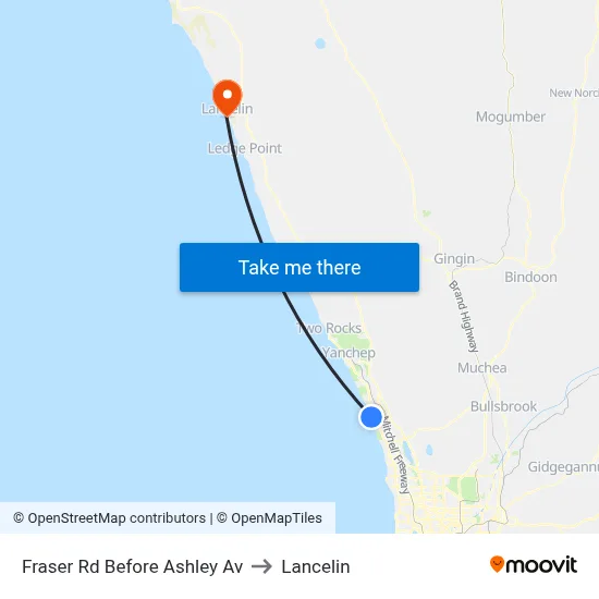 Fraser Rd Before Ashley Av to Lancelin map