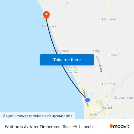 Whitfords Av After Timbercrest Rise to Lancelin map