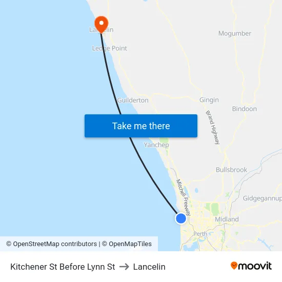 Kitchener St Before Lynn St to Lancelin map