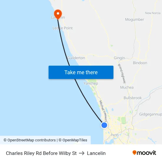 Charles Riley Rd Before Wilby St to Lancelin map