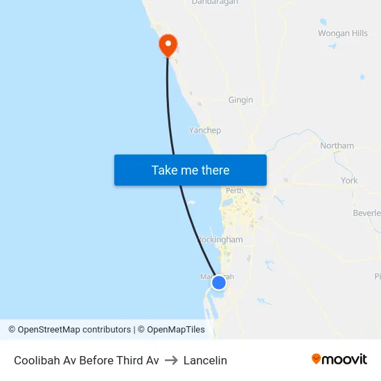 Coolibah Av Before Third Av to Lancelin map