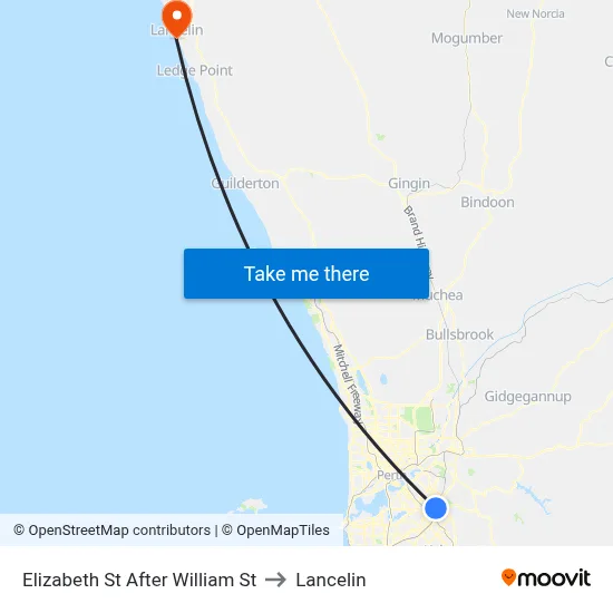Elizabeth St After William St to Lancelin map