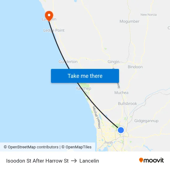 Isoodon St After Harrow St to Lancelin map