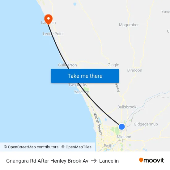 Gnangara Rd After Henley Brook Av to Lancelin map