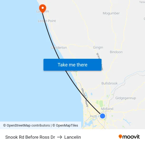 Snook Rd Before Ross Dr to Lancelin map