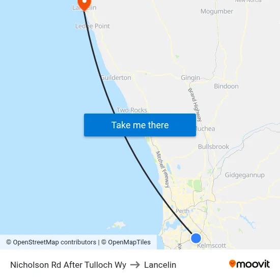Nicholson Rd After Tulloch Wy to Lancelin map