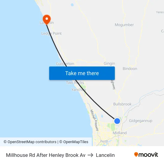 Millhouse Rd After Henley Brook Av to Lancelin map