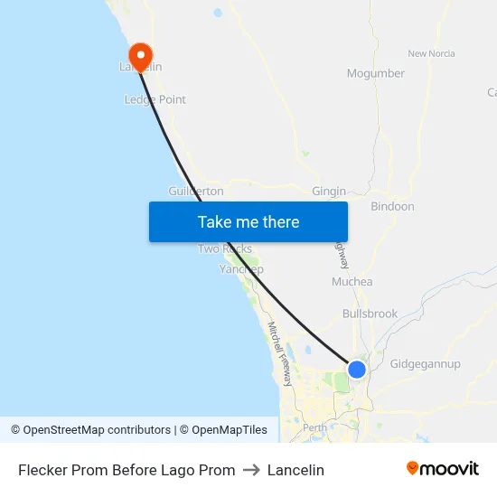 Flecker Prom Before Lago Prom to Lancelin map