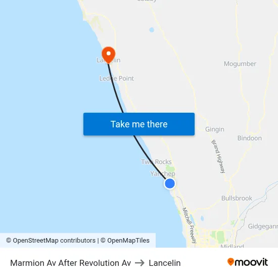 Marmion Av After Revolution Av to Lancelin map