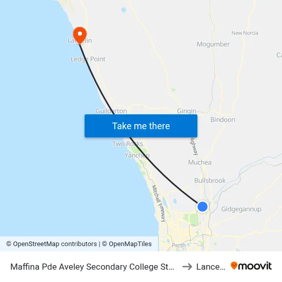 Maffina Pde Aveley Secondary College Stand 3 to Lancelin map