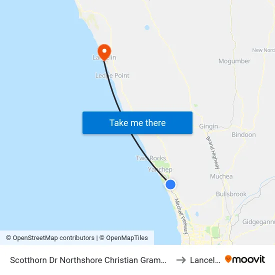 Scotthorn Dr Northshore Christian Grammar to Lancelin map