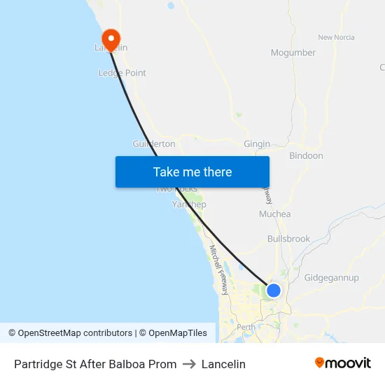 Partridge St After Balboa Prom to Lancelin map