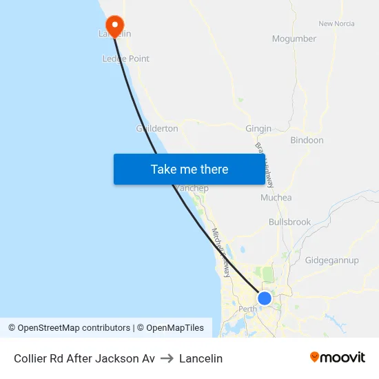 Collier Rd After Jackson Av to Lancelin map