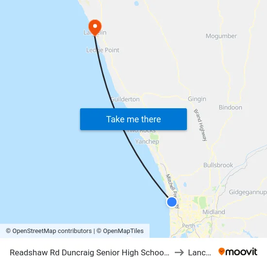 Readshaw Rd Duncraig Senior High School Stand 4 to Lancelin map