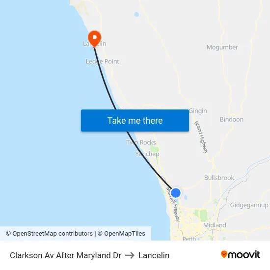 Clarkson Av  After Maryland Dr to Lancelin map