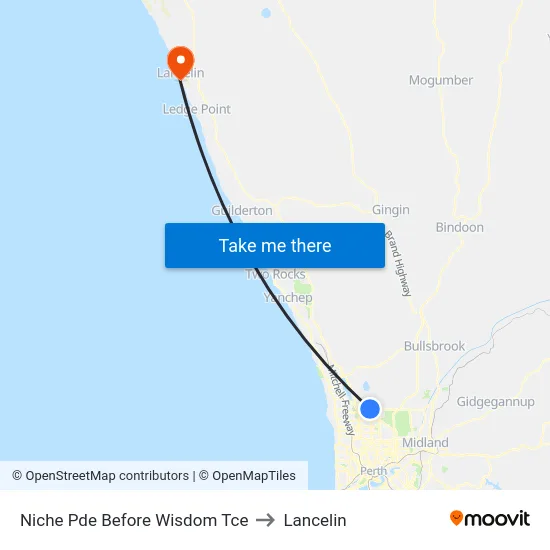 Niche Pde Before Wisdom Tce to Lancelin map