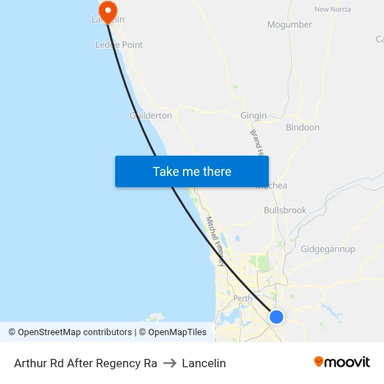 Arthur Rd After Regency Ra to Lancelin map