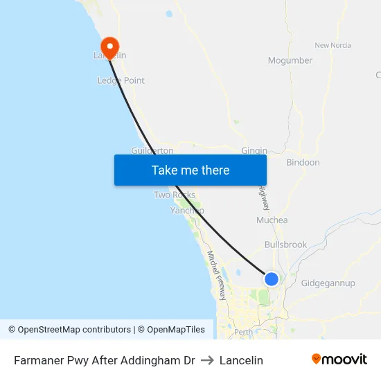 Farmaner Pwy After Addingham Dr to Lancelin map