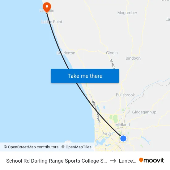 School Rd Darling Range Sports College Stand 2 to Lancelin map