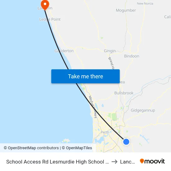 School Access Rd Lesmurdie High School Stand 2 to Lancelin map