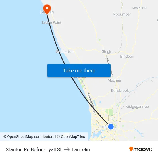 Stanton Rd Before Lyall St to Lancelin map
