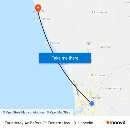 Fauntleroy Av Before Gt Eastern Hwy to Lancelin map