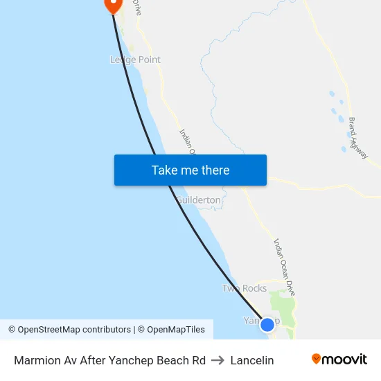Marmion Av After Yanchep Beach Rd to Lancelin map