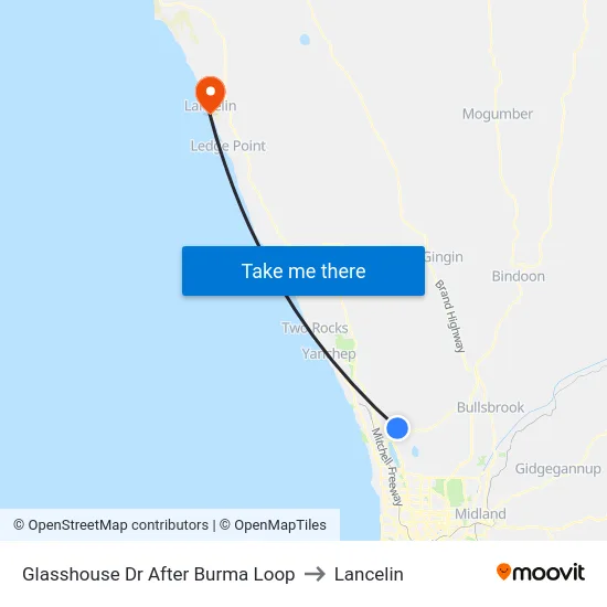 Glasshouse Dr After Burma Loop to Lancelin map