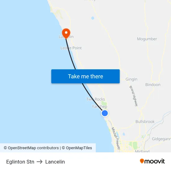 Eglinton Stn to Lancelin map