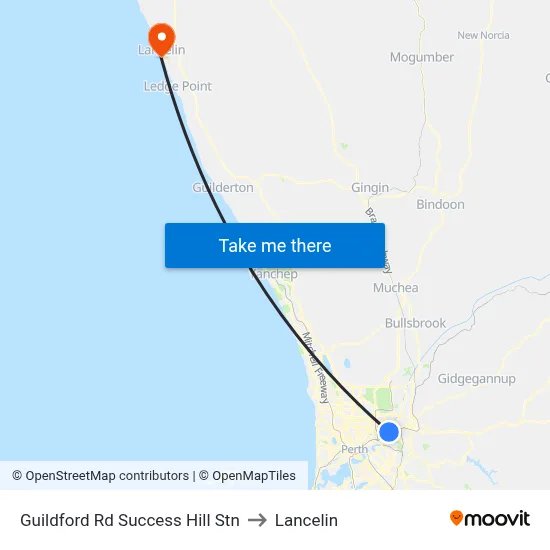 Guildford Rd Success Hill Stn to Lancelin map