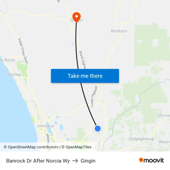 Banrock Dr After Norcia Wy to Gingin map