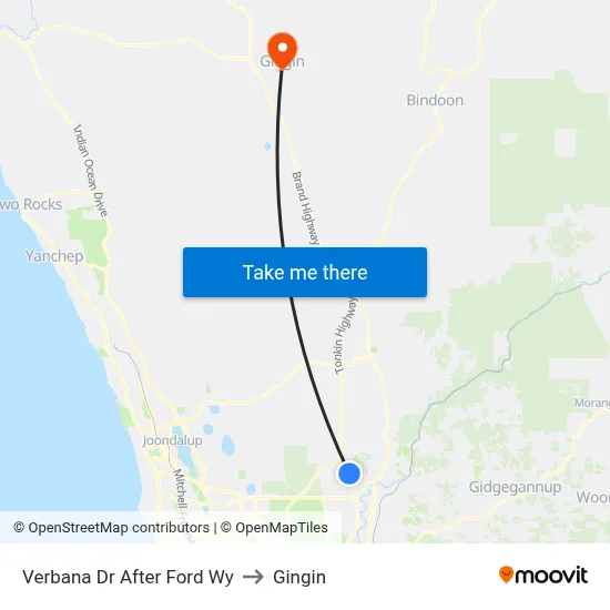 Verbana Dr After Ford Wy to Gingin map