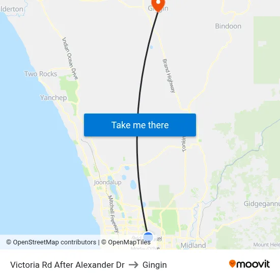 Victoria Rd After Alexander Dr to Gingin map